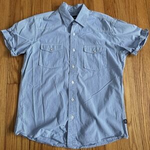 Paper Denim & Cloth Western Casual Button Up Chambray Blue Collared Shirt M